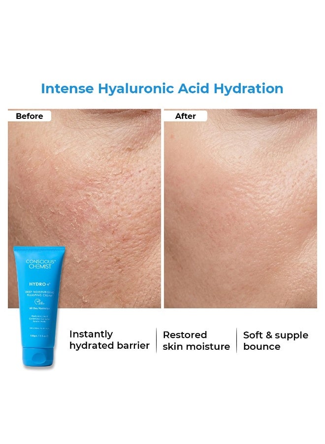 Conscious Chemist Hyaluronic Acid Moisturizer | 100g | Moisturizer for Dry Skin Face, Ceramide Moisturizer, Face Cream for Men & Women, Treat Dull, Dehydrated Skin, For Normal to Dry Skin - Hydro+ - Image 5